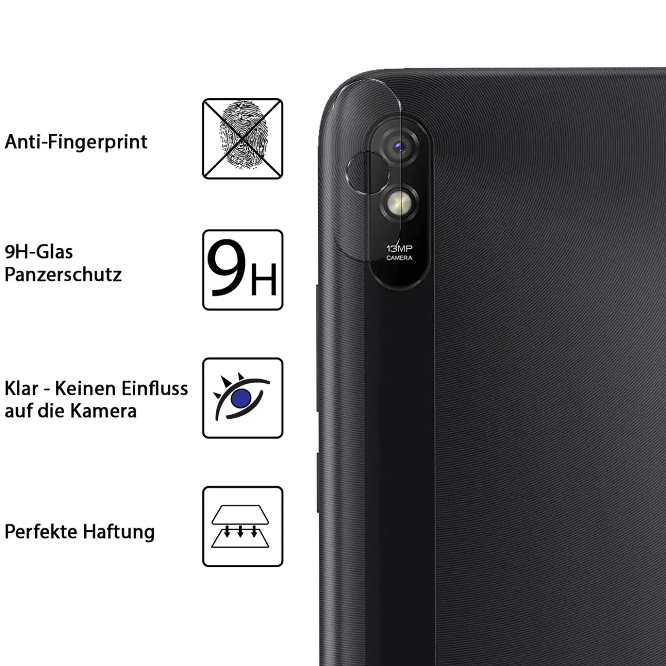 Xiaomi Redmi 9A - 9H Displayschutzfolie 2x Display & Kamera