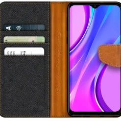 Xiaomi Redmi 9A - Jeanslook Klapphülle mit Kartenfach