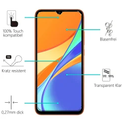 Xiaomi Redmi 9C - 9H Displayschutzfolie 2x Display & Kamera