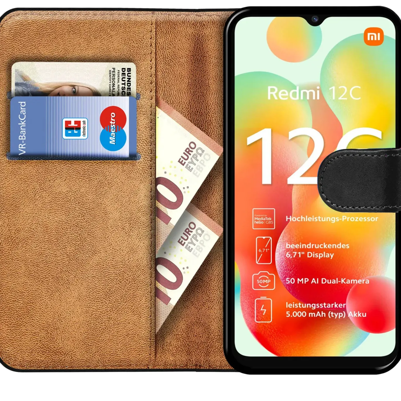 Xiaomi Redmi 12C - Klapphülle mit Kartenfächern
