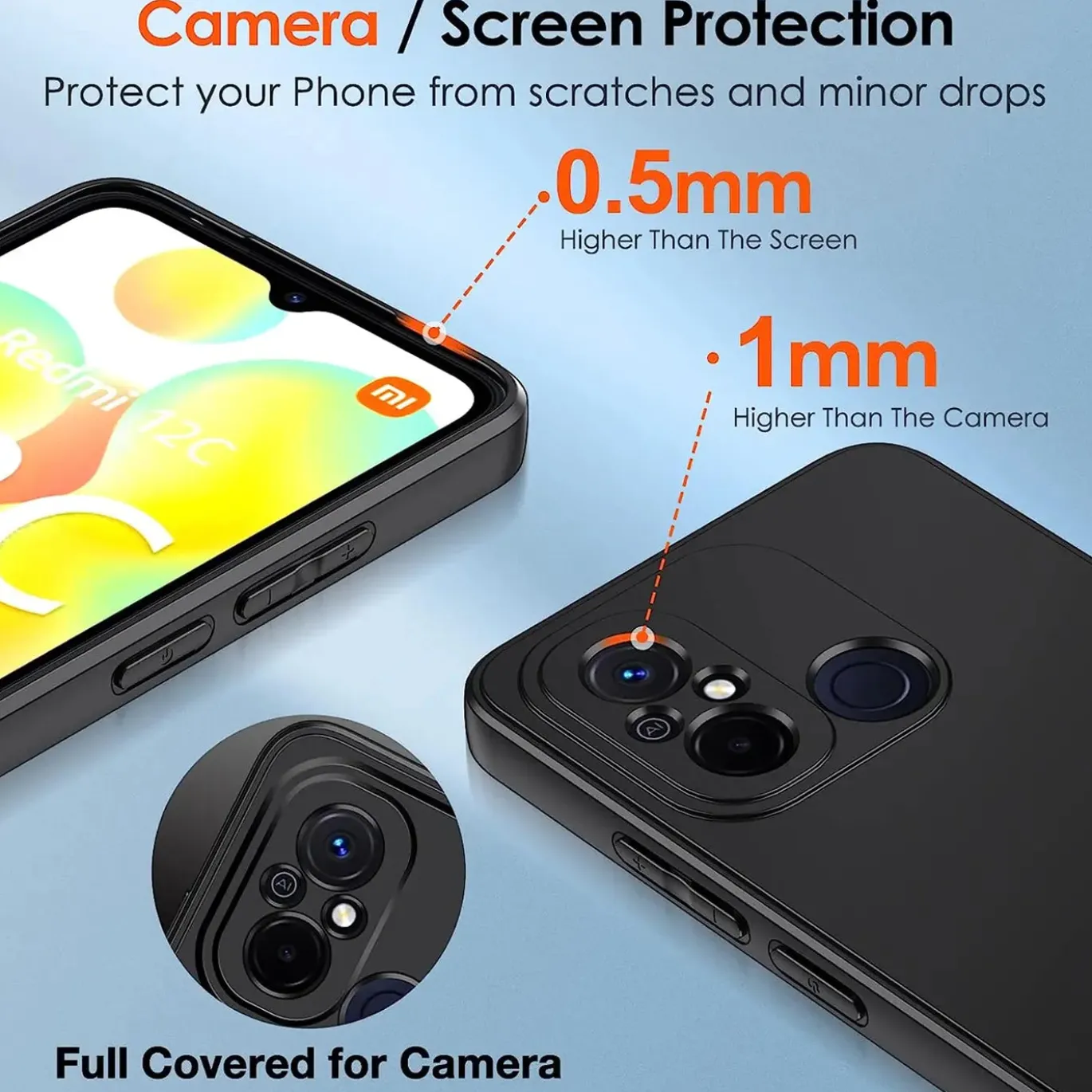 Xiaomi Redmi 12C - Slim Silikon Backcover Schwarz