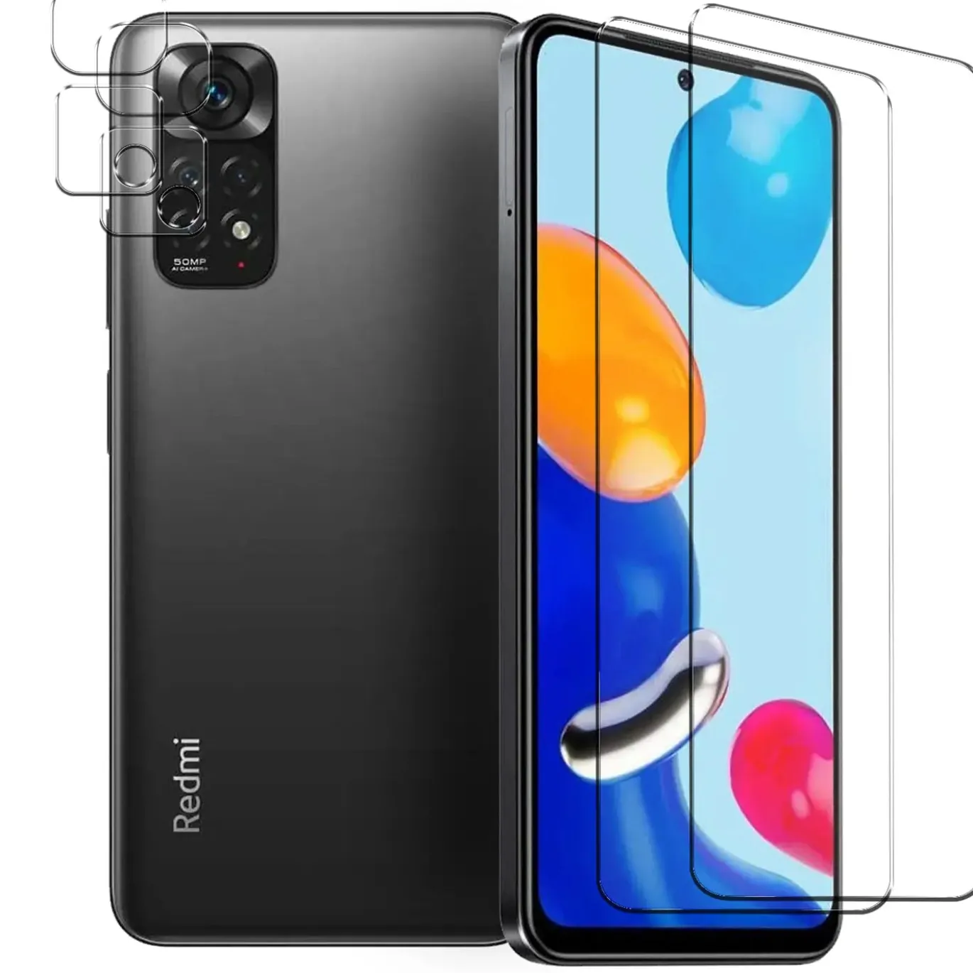 Xiaomi Redmi Note 11 - 9H Displayschutzfolie 2x Display & Kamera