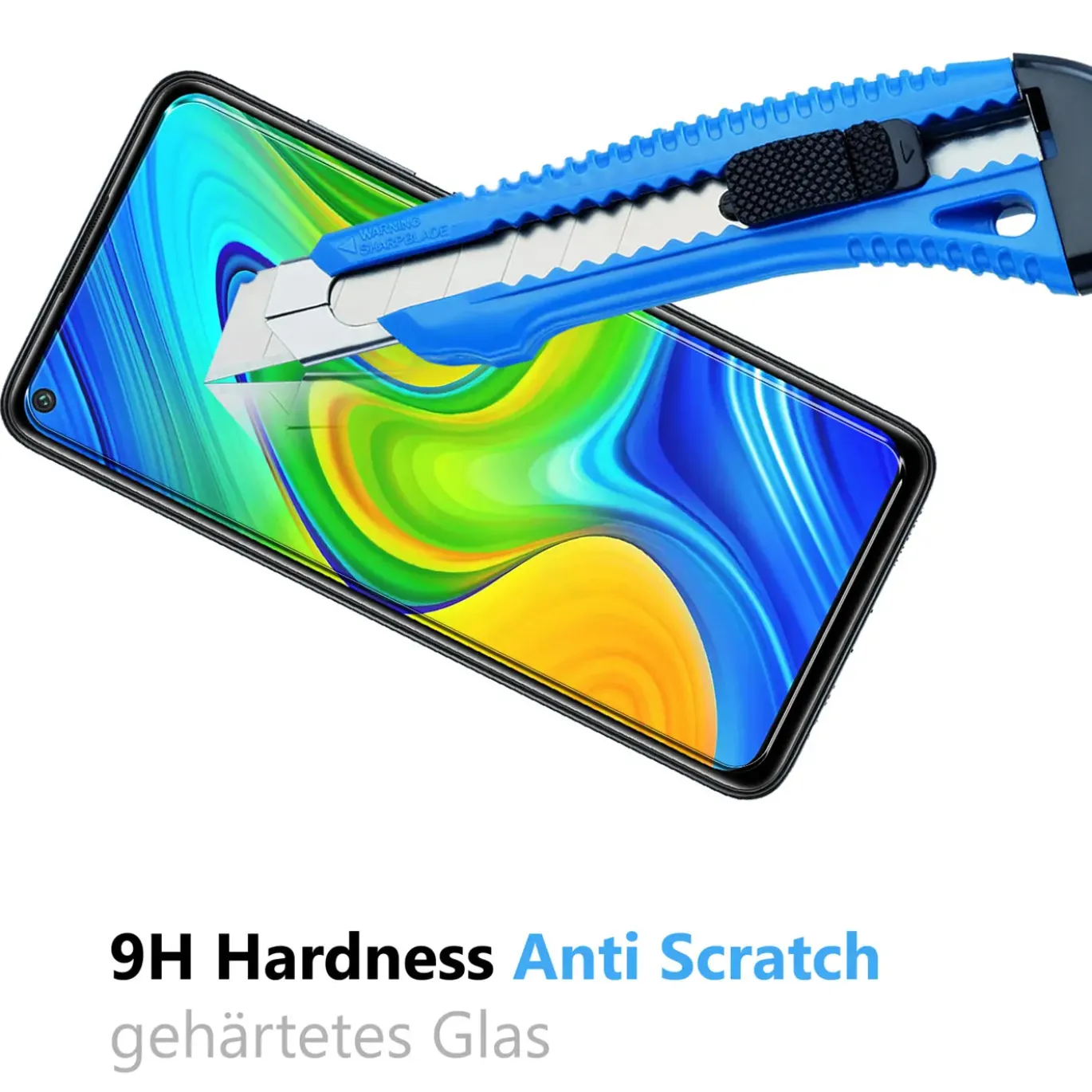 Xiaomi Redmi Note 9 - 9H Displayschutzfolie 2x Display & Kamera