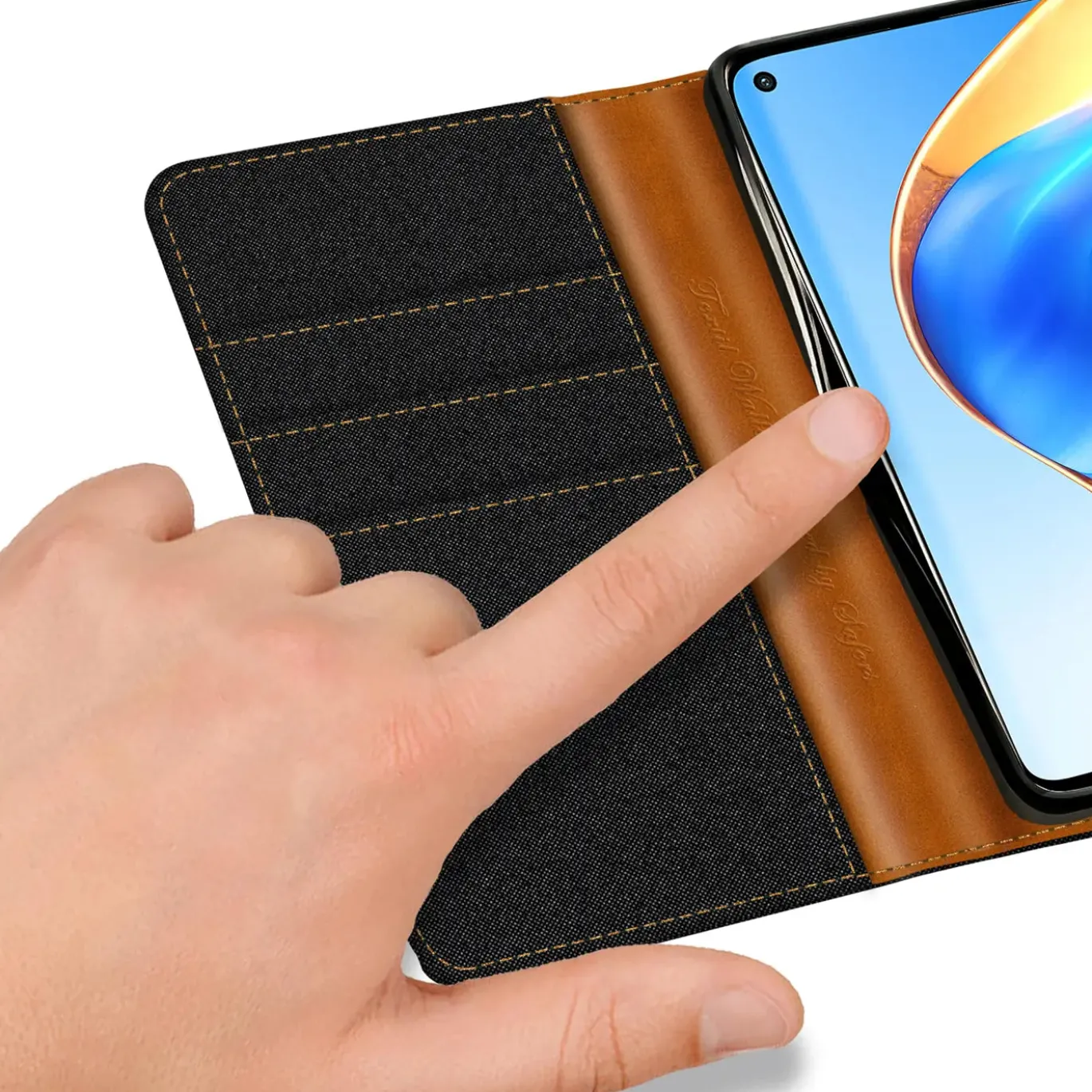 Xiaomi Redmi Note 9 - Jeanslook Klapphülle mit Kartenfach