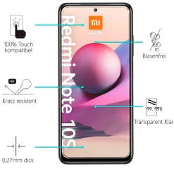 Xiaomi Redmi Note 10 / 10S - 9H Displayschutzfolie 2x Display & Kamera