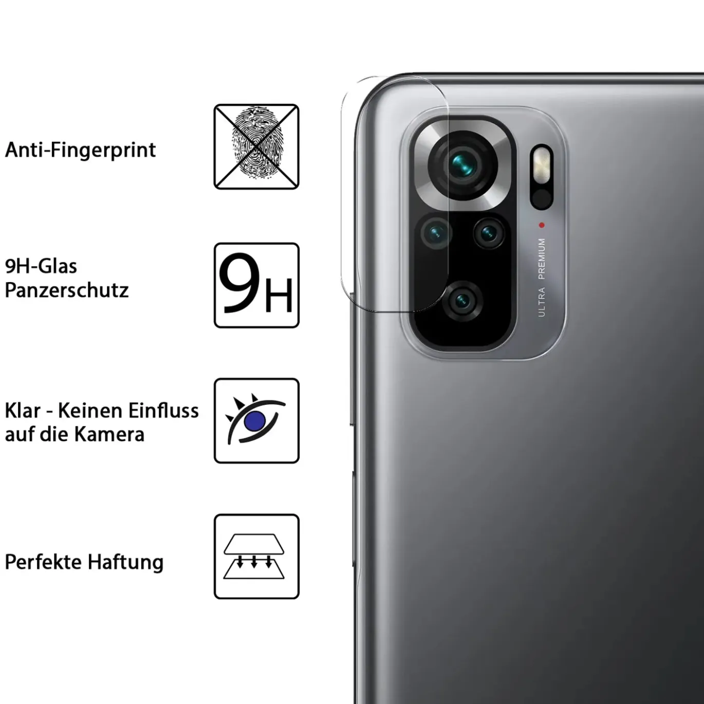 Xiaomi Redmi Note 10 / 10S - 9H Displayschutzfolie 2x Display & Kamera