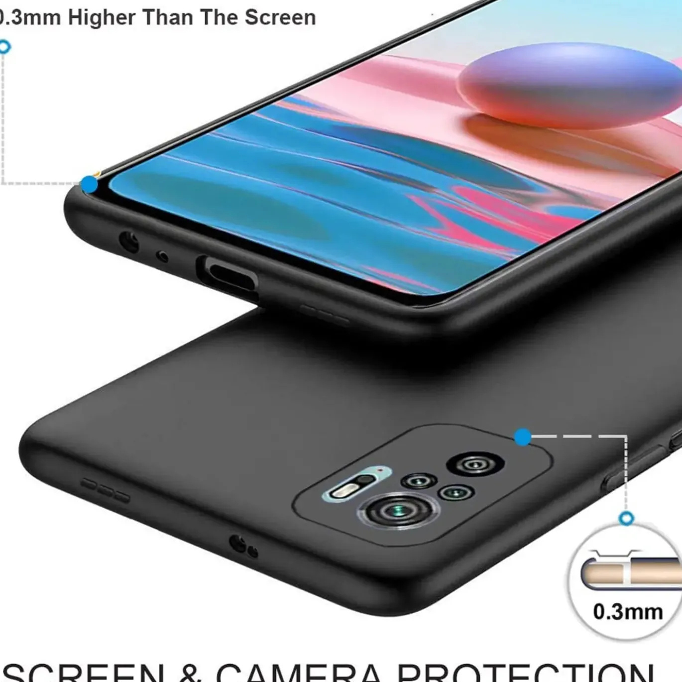 Xiaomi Redmi Note 10 / 10S - Slim Silikon Backcover Schwarz