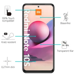 Xiaomi Redmi Note 10 / 10S - 2x 9H Panzer Glasfolie, Displayfolie