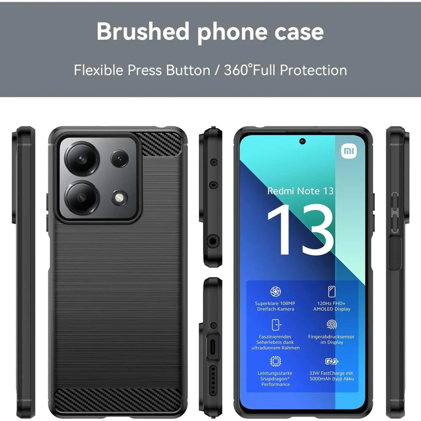 Xiaomi Redmi Note 13 4G - Carbon Case Hülle, stoßfest