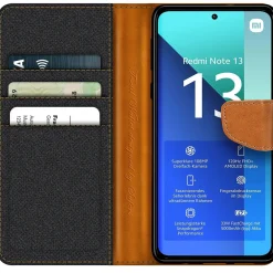 Xiaomi Redmi Note 13 4G - Jeanslook Klapphülle mit Kartenfach