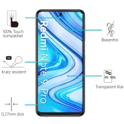 Xiaomi Redmi Note 9 Pro - 9H Displayschutzfolie 2x Display & Kamera