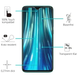 Xiaomi Redmi Note 8 Pro - 2x 9H Panzer Glasfolie, Displayfolie