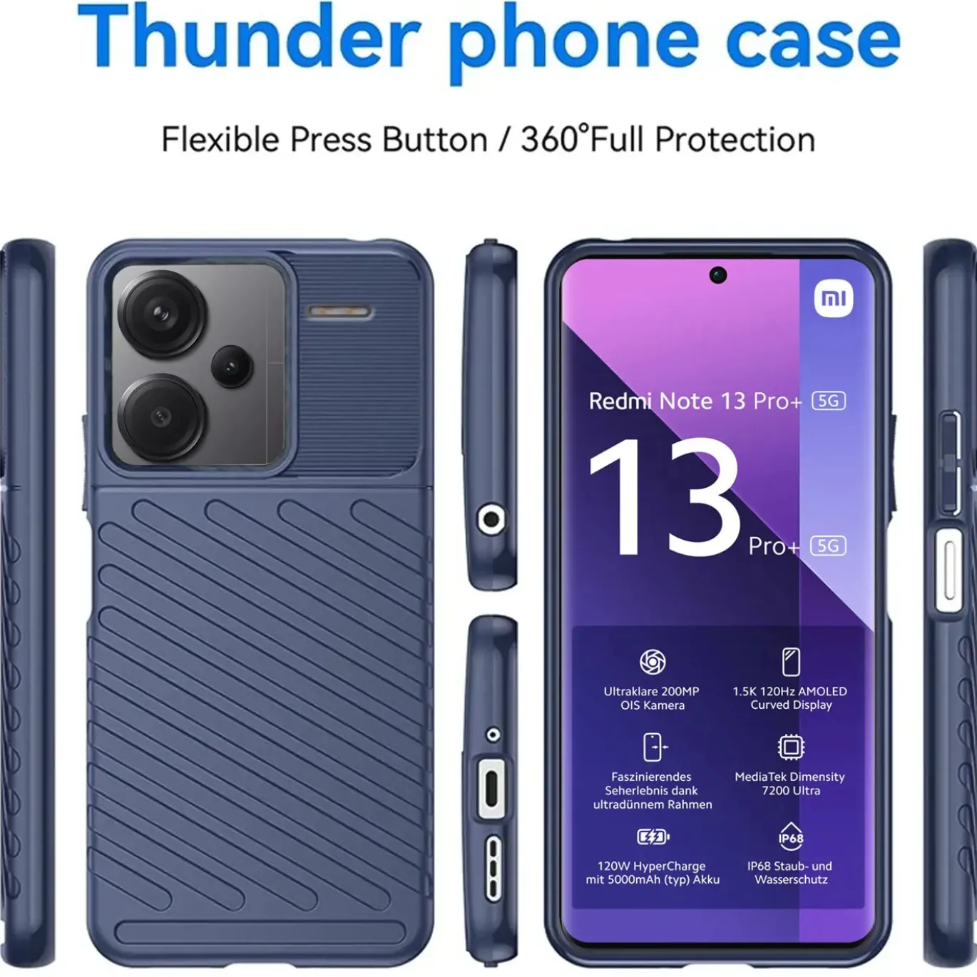 Xiaomi Redmi Note 13 Pro+ 5G - Elegante Hülle stoßfest & stylisch