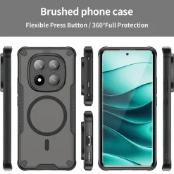 Xiaomi Redmi Note 14 Pro+ 5G - Stoßfestes MagSafe Case in Schwarz mit halbtransparenter Rückseite