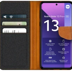 Xiaomi Redmi Note 13 Pro+ 5G - Jeanslook Klapphülle mit Kartenfach