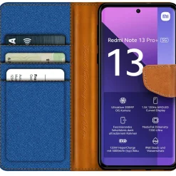 Xiaomi Redmi Note 13 Pro+ 5G - Jeanslook Klapphülle mit Kartenfach