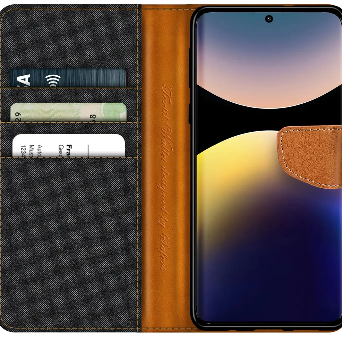 Xiaomi Redmi Note 14 Pro+ 5G - Jeanslook Klapphülle mit Kartenfach