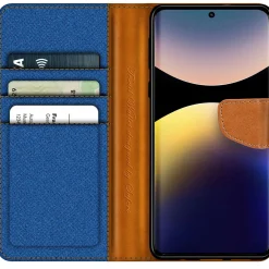 Xiaomi Redmi Note 14 Pro 5G - Jeanslook Klapphülle mit Kartenfach