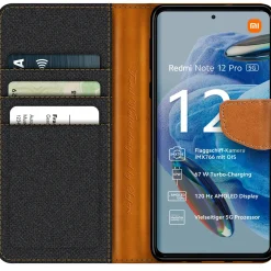 Xiaomi Redmi Note 12 Pro 5G - Jeanslook Klapphülle mit Kartenfach