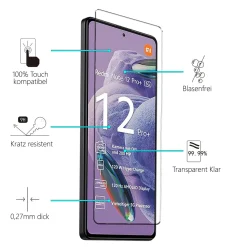 Xiaomi Redmi Note 12 Pro Plus 5G - 9H Displayschutzfolie 2x Display & Kamera