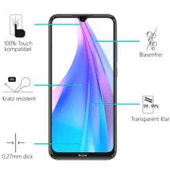 Xiaomi Redmi Note 8T - 9H Displayschutzfolie 2x Display & Kamera