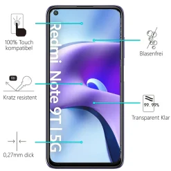 Xiaomi Redmi Note 9T - 2x 9H Panzer Glasfolie, Displayfolie