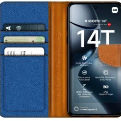 Xiaomi 14T - Jeanslook Klapphülle mit Kartenfach