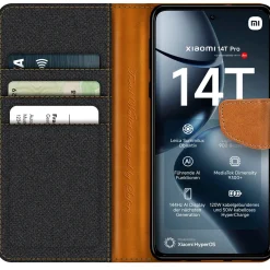 Xiaomi 14T Pro - Jeanslook Klapphülle mit Kartenfach